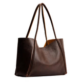 Coldbrew Large | Large wide tote with leather straps and snap closure