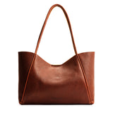 Nutmeg Large | Large wide tote with leather straps and snap closure