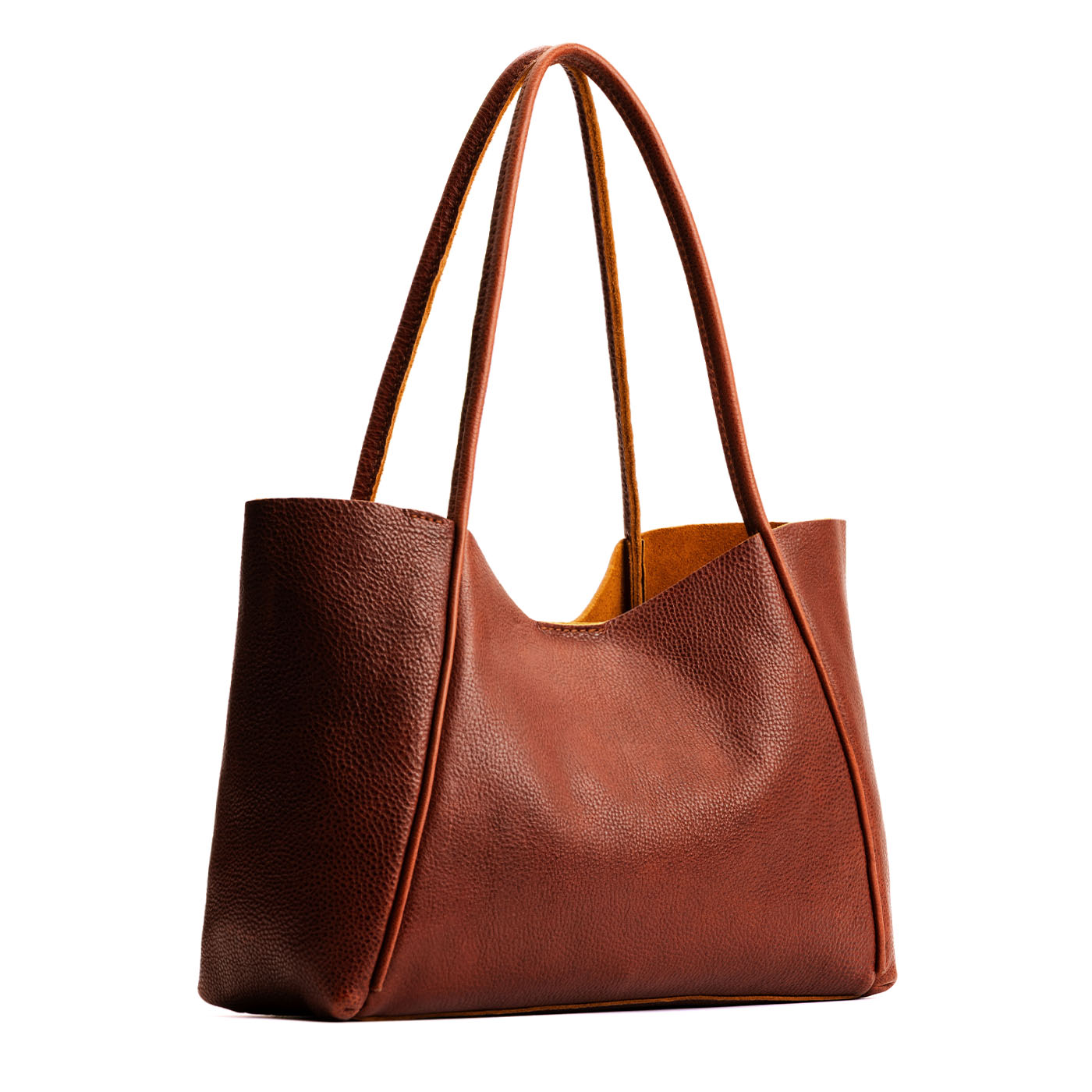 Nutmeg*Large | Large wide tote with leather straps and snap closure