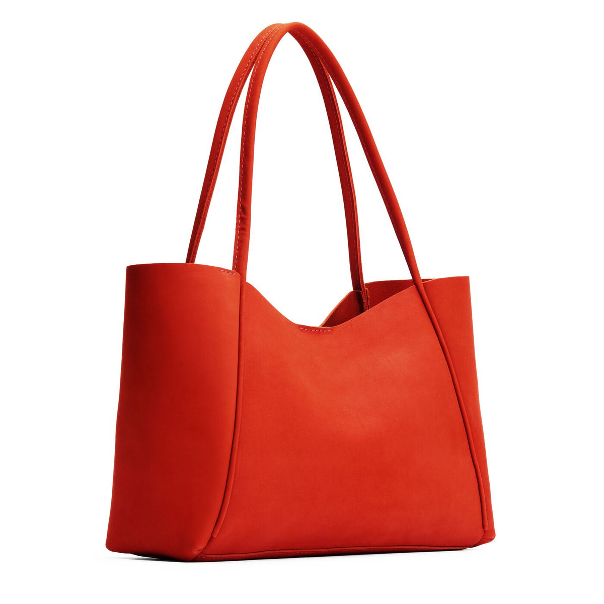 Paprika*Large | Large wide tote with leather straps and snap closure
