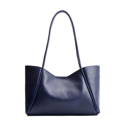 Cobalt*Medium | Wide tote with leather straps and snap closure