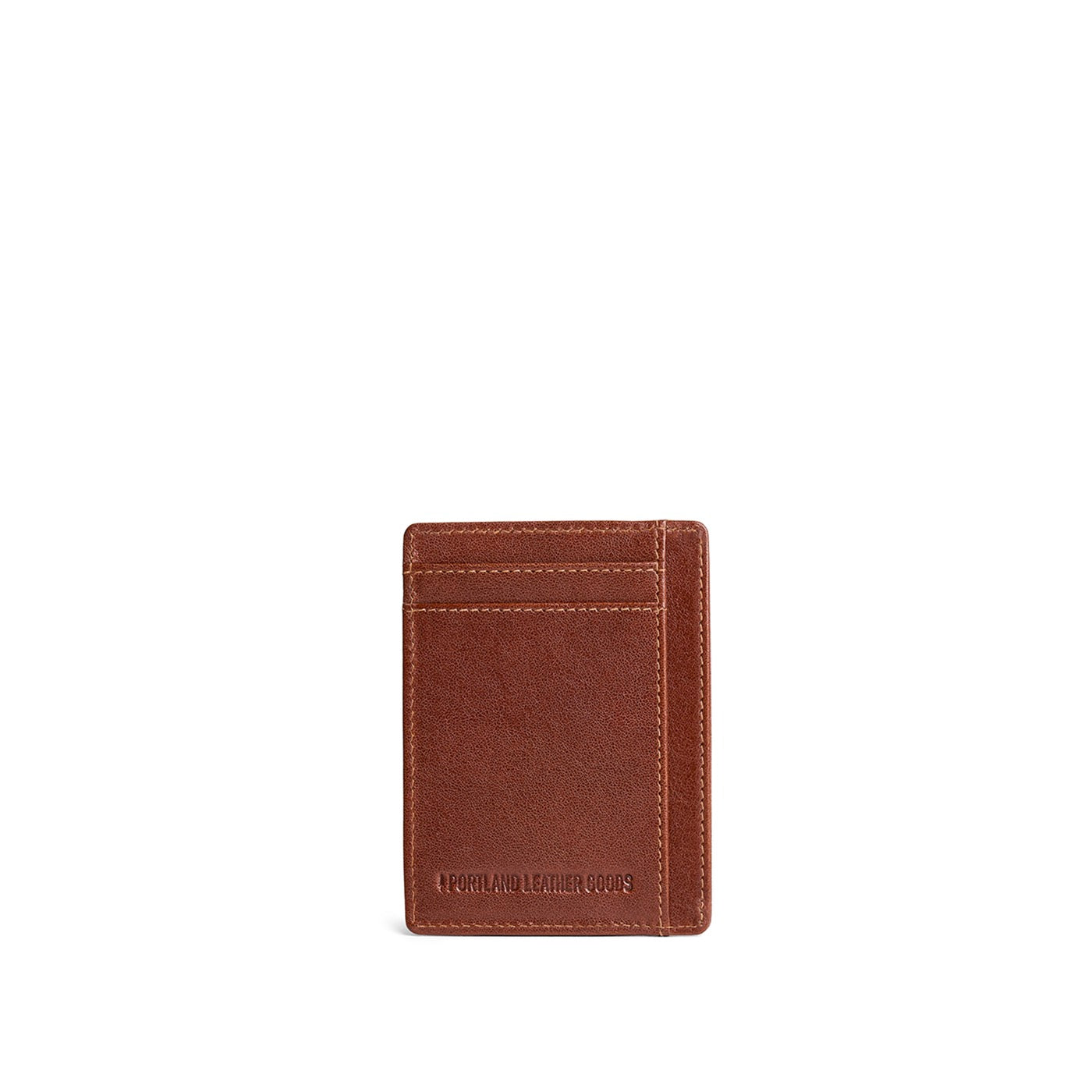 Saddlestone | Vertical leather card holder on a white background