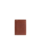 Saddlestone | Vertical leather card holder on a white background