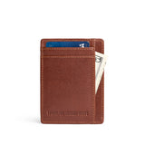 Saddlestone | Vertical leather card holder on a white background