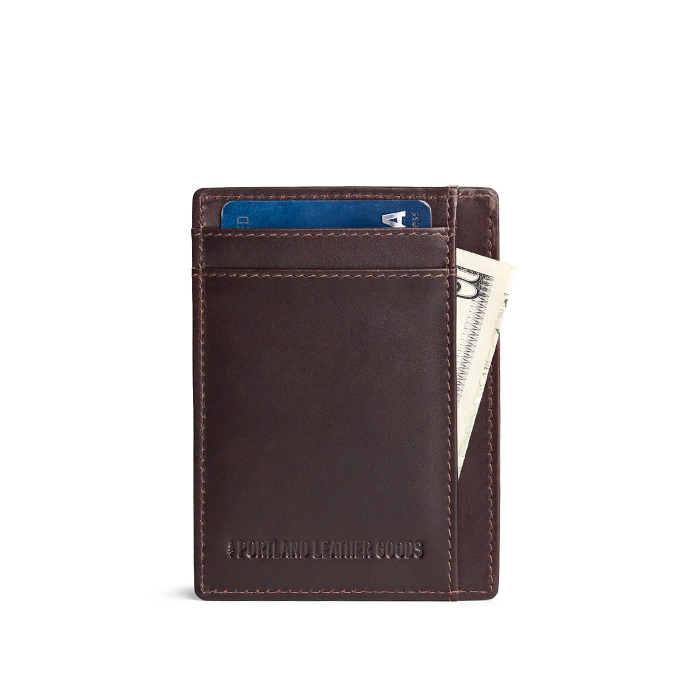 Trailstone | Vertical leather card holder on a white background