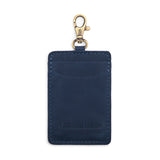 Deep Water | A leather card holder with a swivel lobster clasp on a white background