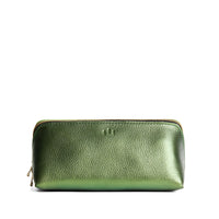 Metallic Greench | Triangular shaped pouch with extra long zipper