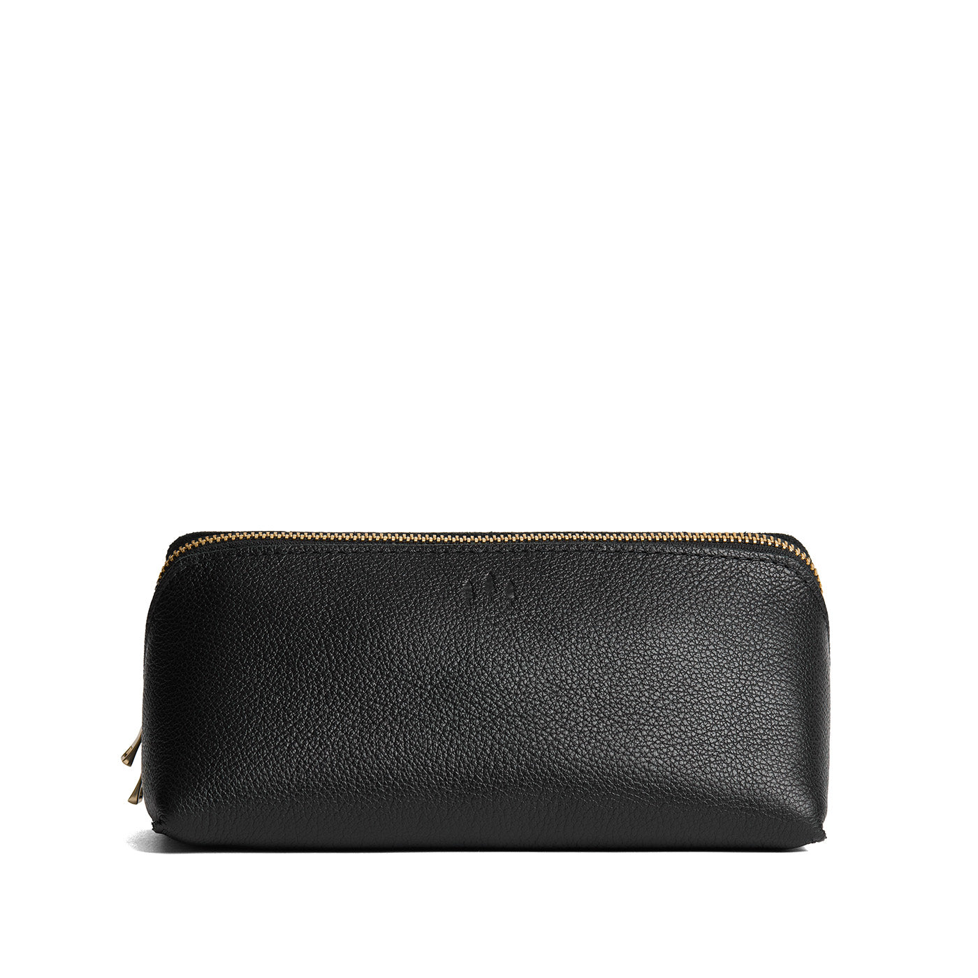 Pebbled--black | Triangular shaped pouch with extra long zipper