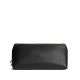 Pebbled--black | Triangular shaped pouch with extra long zipper