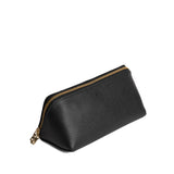 Pebbled--black | Triangular shaped pouch with extra long zipper