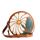 Wildflower Honey Large | Circle shaped crossbody bag with embroidered flower design
