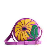 Wildflower Cattleya Small | Circle shaped crossbody bag with embroidered flower design