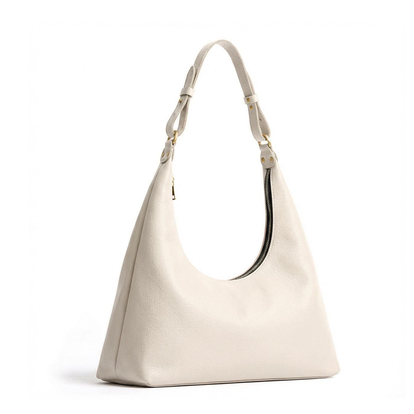 Pebbled Bone*Classic | U-shaped shoulder bag with adjustable strap