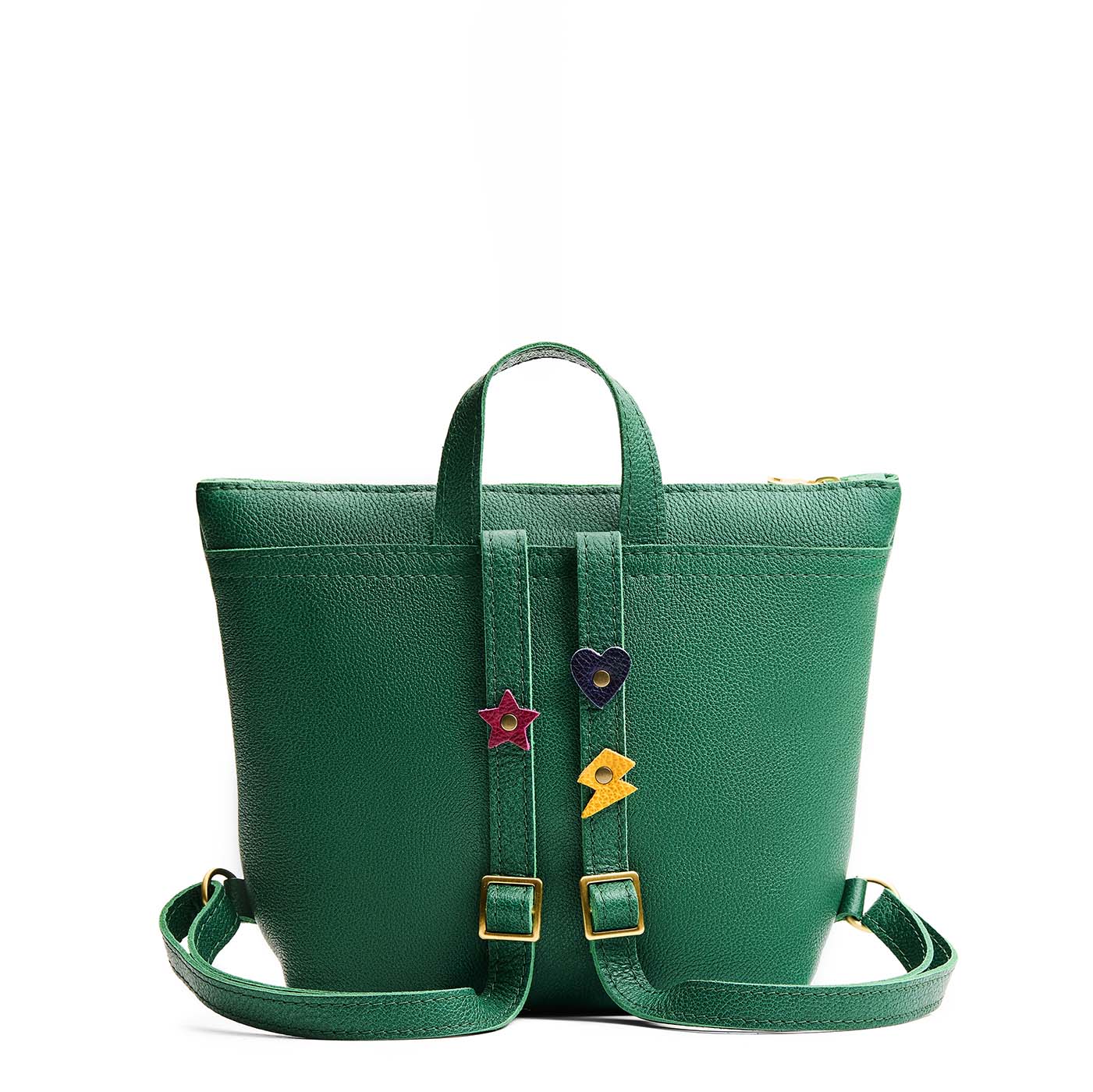 Bacalar | Petite square slim leather tote backpack with zipper closure and adjustable straps
