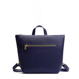 Cobalt | Petite square slim leather tote backpack with zipper closure and adjustable straps
