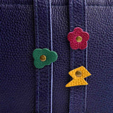 Cobalt | Petite square slim leather tote backpack with zipper closure and adjustable straps