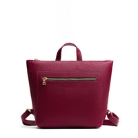 Orchid | Petite square slim leather tote backpack with zipper closure and adjustable straps