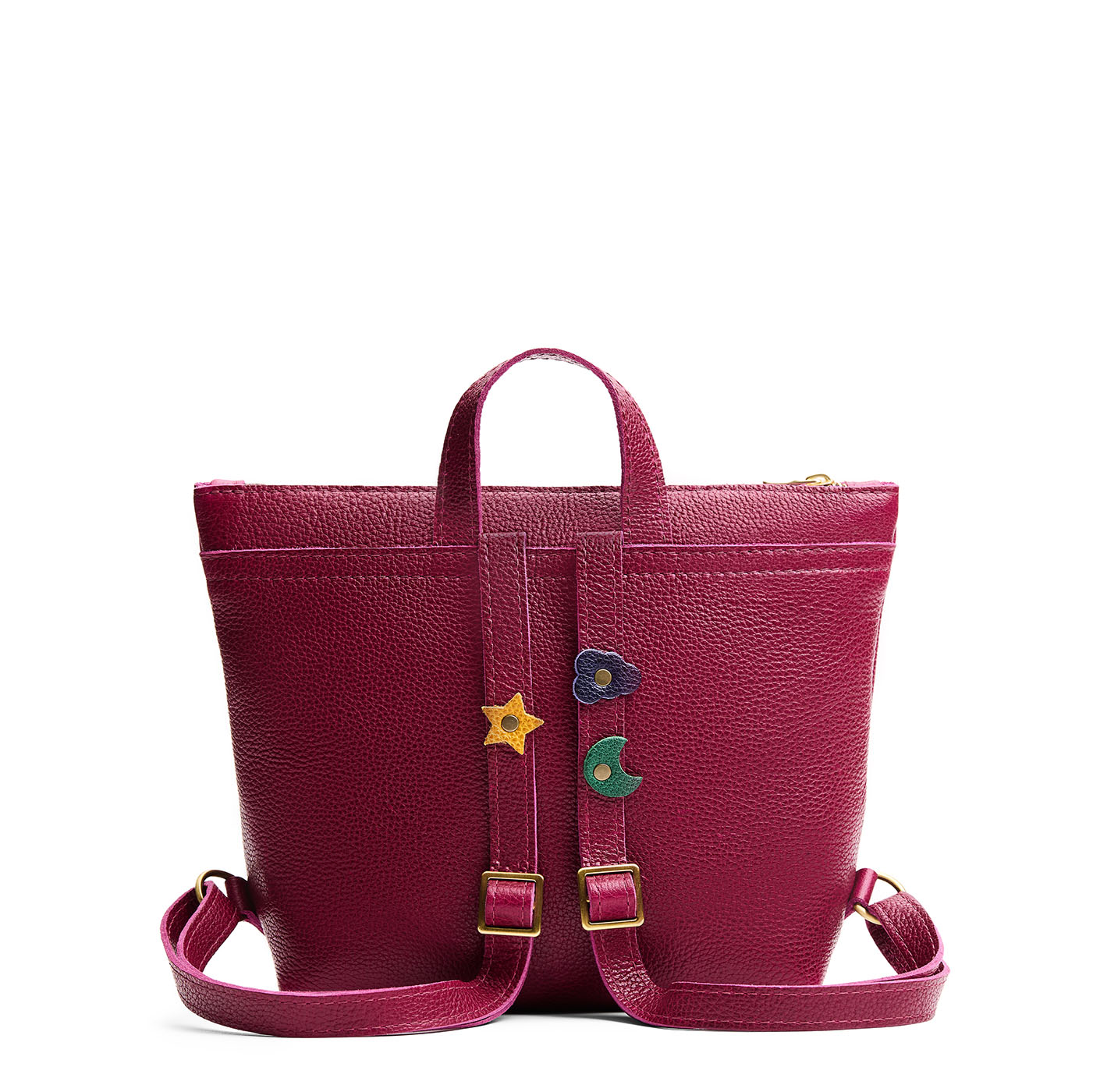 Orchid | Petite square slim leather tote backpack with zipper closure and adjustable straps