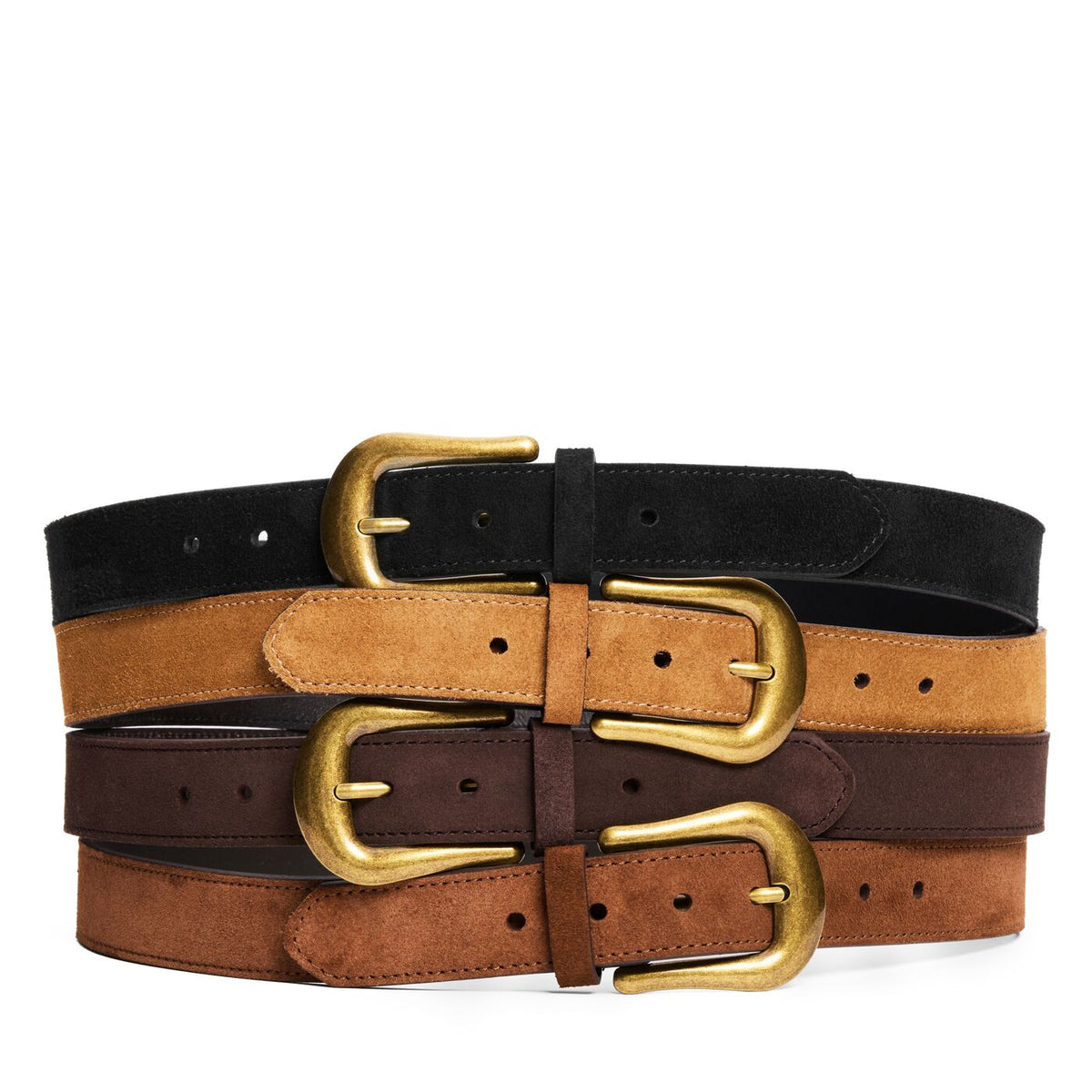 All Variants | Four Savannah leather belts stacked on top of each other