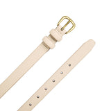 Marble | Front and back of women's slim double loop leather belt