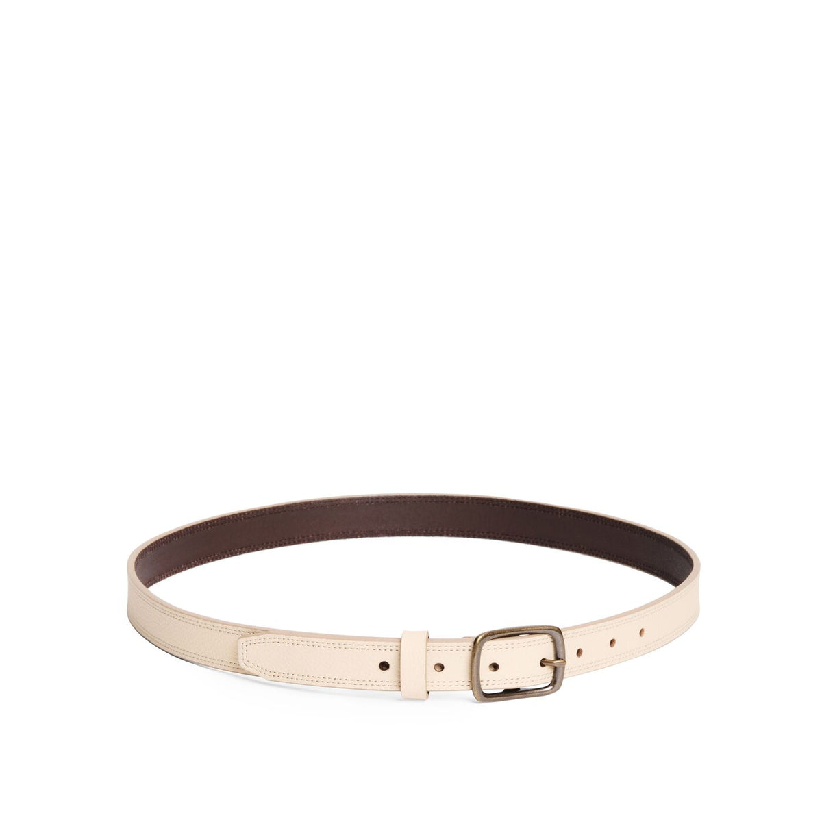 Marble | Women's slim double stitch leather belt