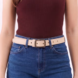 Marble | Slim double stitched leather belt on woman's waist