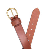 Amber | Front and back of women's wide loop leather belt