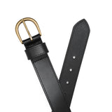 Black | Front and back of women's wide loop leather belt