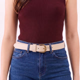 Marble | Model wearing Women's wide loop leather belt