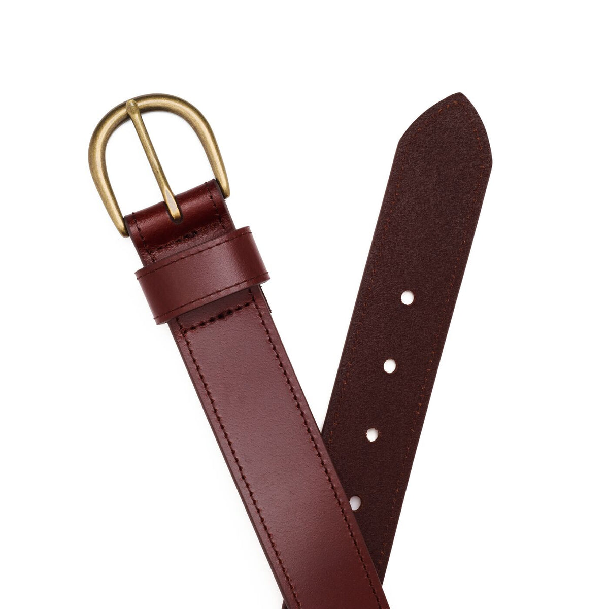 Pecan | Front and back of women's wide loop leather belt