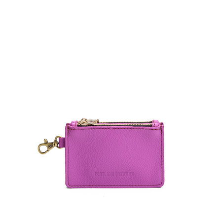 Cattleya | Leather double zip wallet with keychain clasp and zipper opening