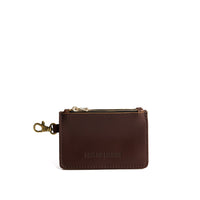 Chocolate Brown | Leather double zip wallet with keychain clasp