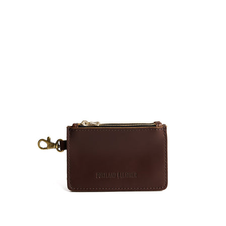 Chocolate Brown | Leather double zip wallet with keychain clasp