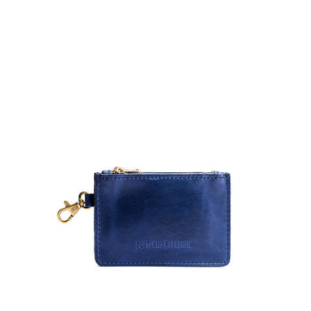 Cowboy Blue | Leather double zip wallet with keychain clasp