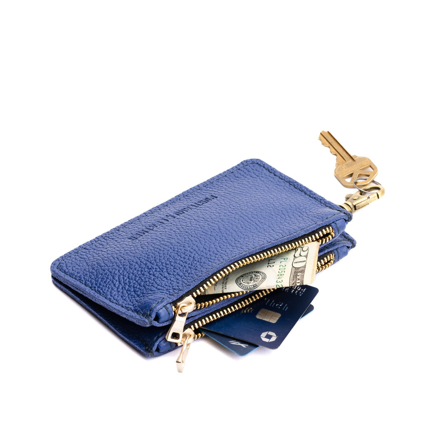 Molino Blue | Leather double zip wallet with keychain clasp