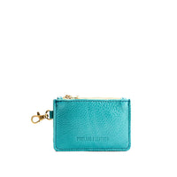 Seafoam | Leather double zip wallet with keychain clasp