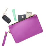 Cattleya | Leather wristlet with two zippered pockets and removable wrist strap