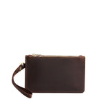 Moose | Leather wristlet with two zippered pockets and removable wrist strap