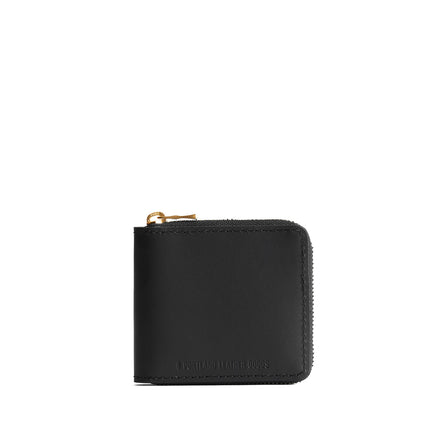 Black | Small leather zippered bifold wallet