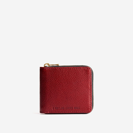 Chili Red | Small leather zippered bifold wallet