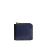 Cobalt | Small leather zippered bifold wallet
