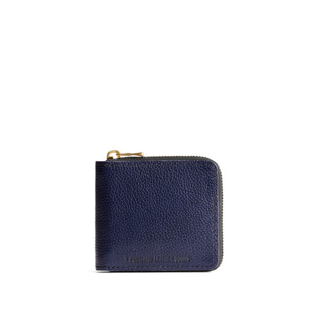 Cobalt | Small leather zippered bifold wallet