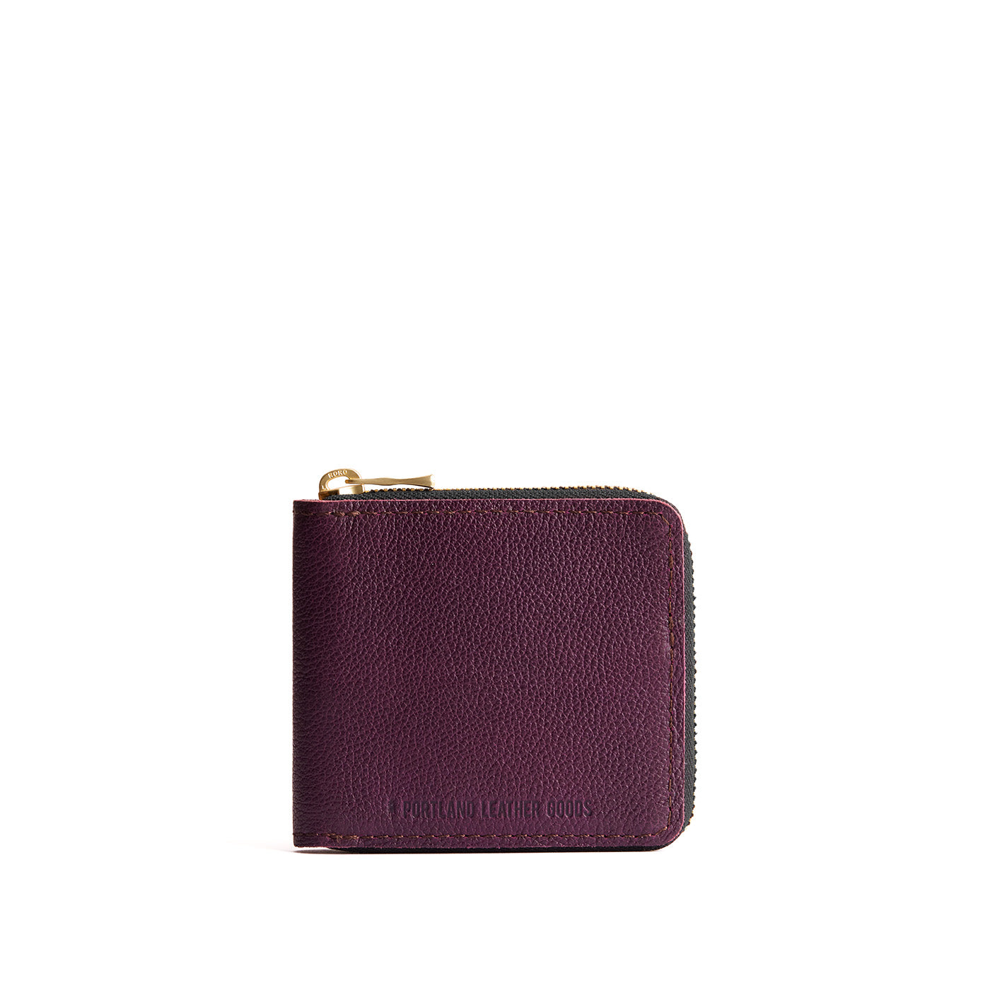 Plum | Small leather zippered bifold wallet