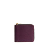 Plum | Small leather zippered bifold wallet