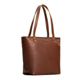 Asheville Medium Zipper | Leather tote bag with riveted straps and exterior key loop