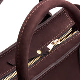 Velvet Brown ANY Zipper | Petite tote purse with structured leather handles and crossbody strap