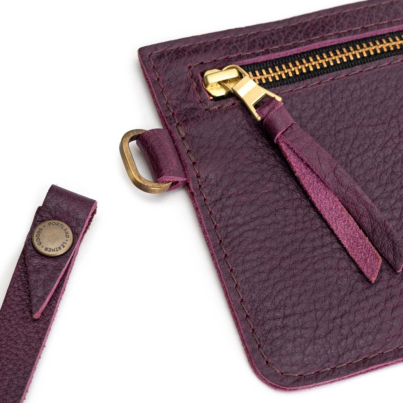 Purple Cognac Wristlet Zipper Pouch Women's Clutch With 