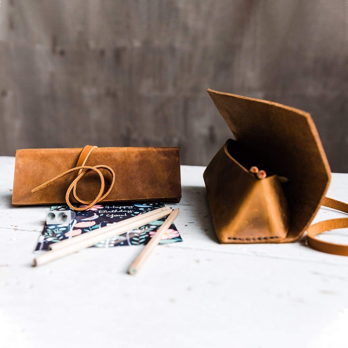 All Color: Canyon | leather brown tan artist pencil case handmade