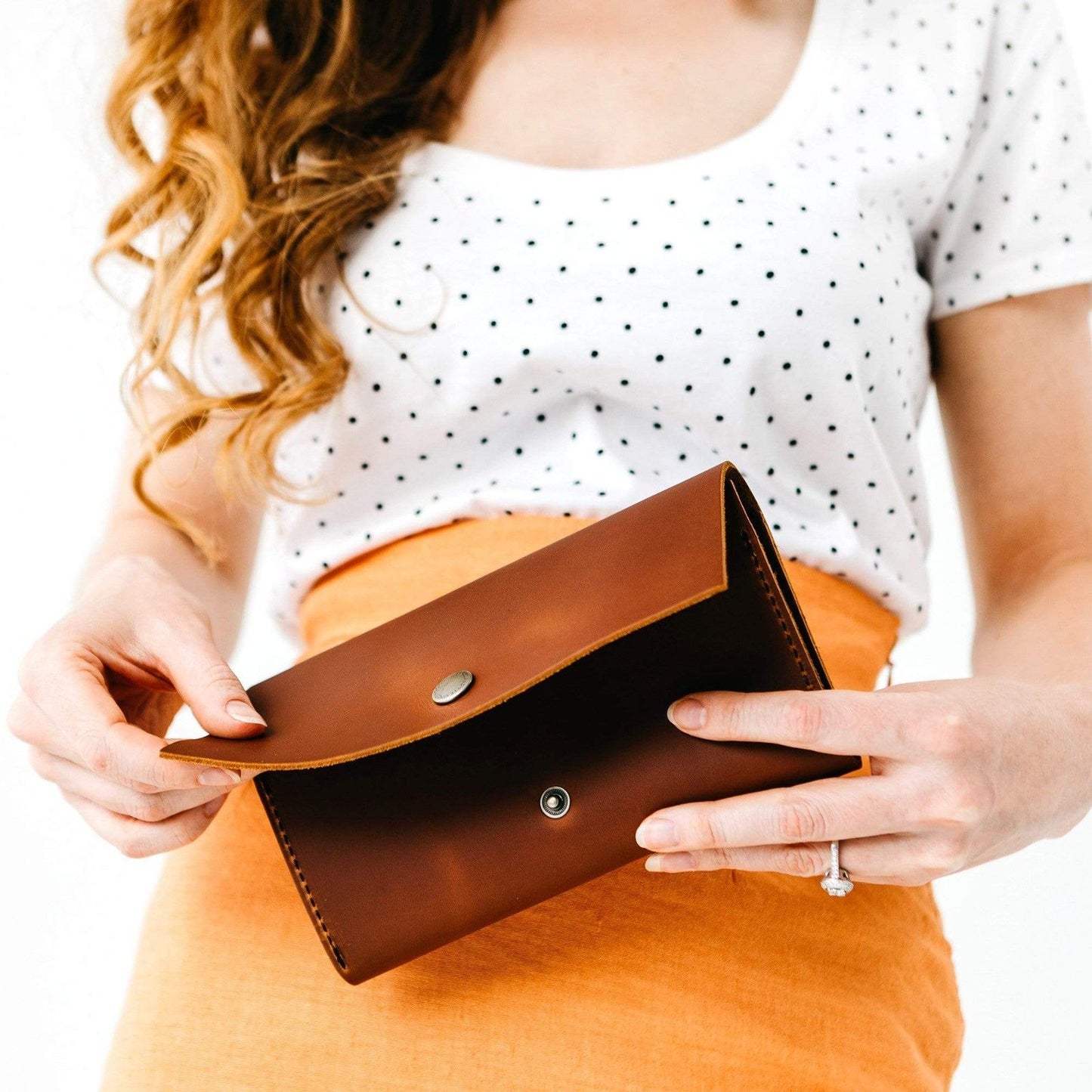 All Color: Honey | tan leather snap wallet 