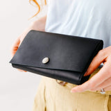 All Color: Black | handmade leather snap wallet